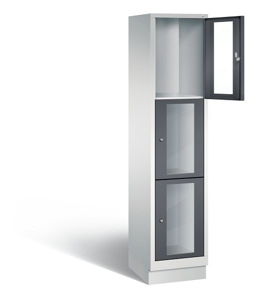 C+P Schließfachschrank Classic, H1800xB420xT500mm, Farbe: Lichtgrau / Schwarzgrau, 8020A123 S10005