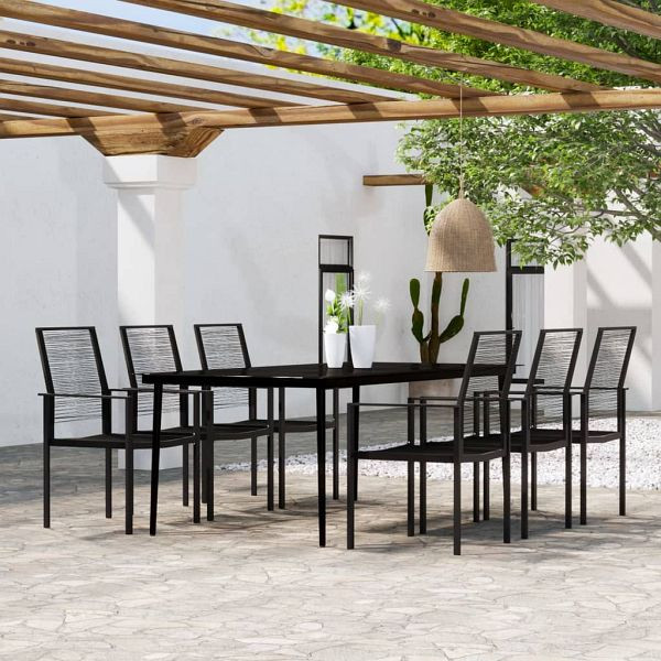 vidaXL 7-teilig Garten-Essgruppe Schwarz, 3099207, 8720286911815