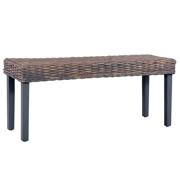 vidaXL Sitzbank 110 cm Grau Natur Kubu-Rattan und Massivholz Mango, 285789