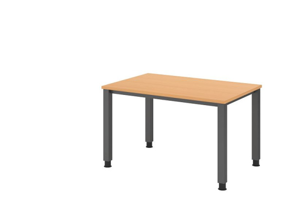 Hammerbacher Schreibtisch QS12, 120 x 80 cm, Platte: Buche, 25 mm dick, 4-Fuß-Gestell in Graphit (ähnlich RAL 7012), Arbeitshöhe 68-83,5 cm, VQS12/6/G