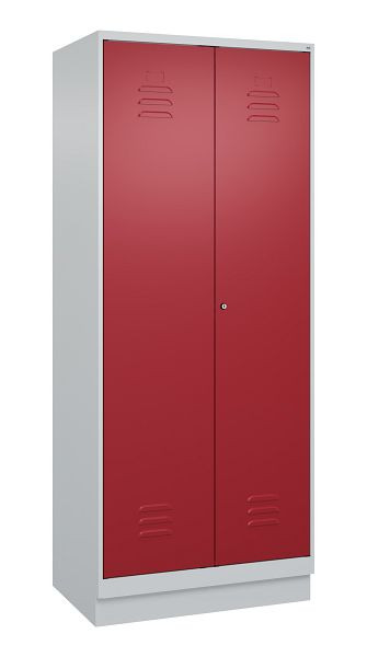 C+P Umkleidespind Classic PLUS, Doppel-Spind, Sockel, 2 Abteile, 1950x800x500mm, 7035/3003, Zylinderschloss, 080022-22P S10016