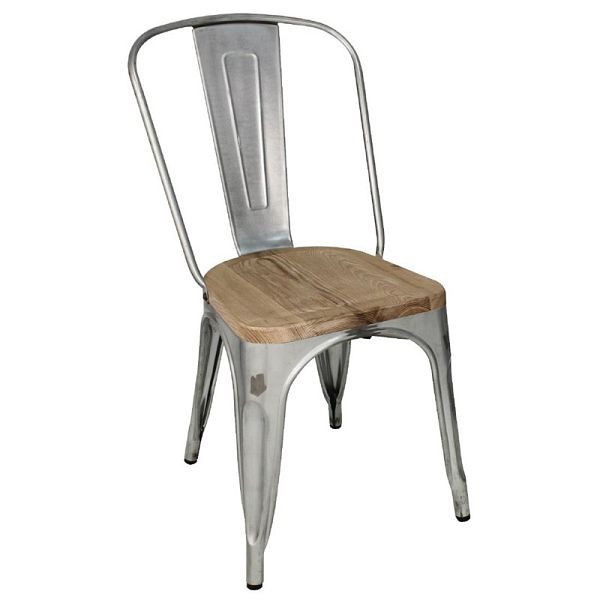 Bolero Bistro Stühle aus verzinktem Stahl mit Holzsitz 4 Stück, GM642