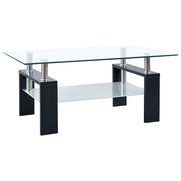 vidaXL Couchtisch Schwarz Transparent 95x55x40 cm Hartglas, 330303