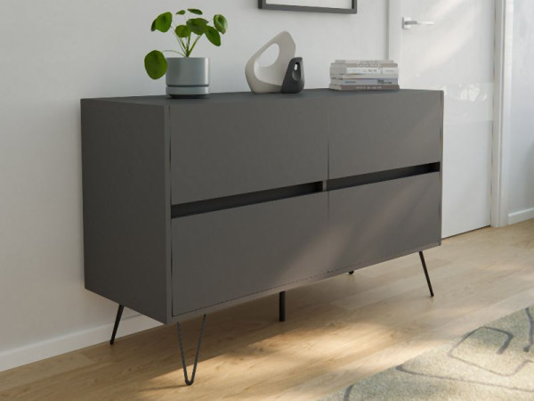 Posseik Sideboard Industrial E 120cm 4 Schubladen Grafit, PN2082X0000003DE