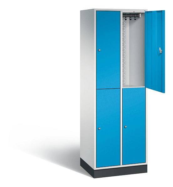 C+P Spind doppelstöckig Intro, H1950xB620xT490mm, Farbe: Lichtgrau / Lichtblau, 8270-201 S10029