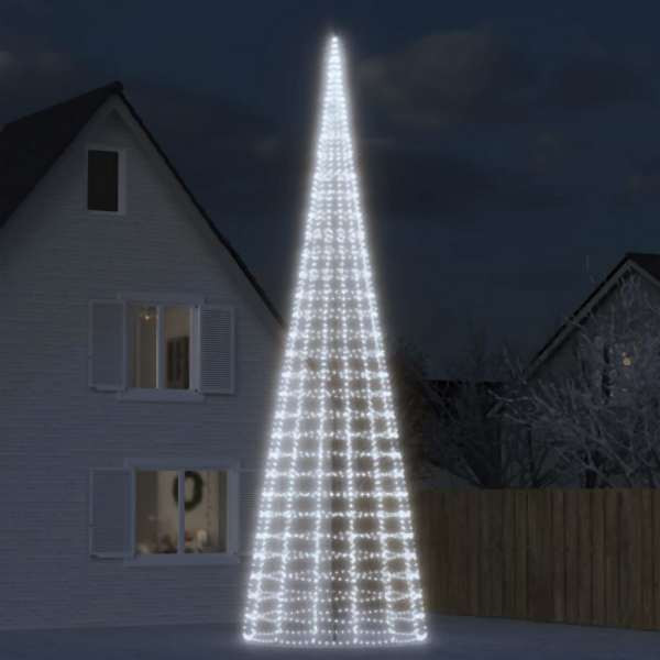 vidaXL LED-Weihnachtsbaum für Fahnenmast 3000 LEDs Kaltweiß 800 cm, 358121
