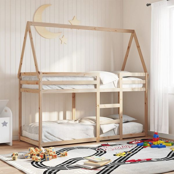 vidaXL Etagenbett mit Dach 80x200 cm Massivholz Kiefer, 3282081