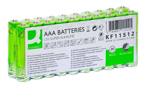 Q-Connect Batterie AAA/LR03, Nordic Swan, 20 Stück, grün, KF11512