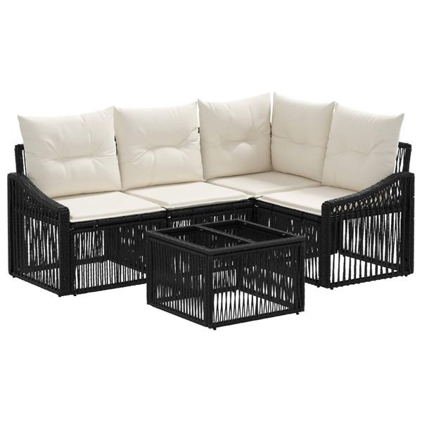 vidaXL Gartensofa-set 5-teilig Schwarz Poly-Rattan, 3436000