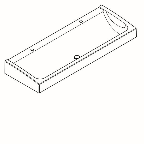 KWC Waschrinne, FUTURA exklusiv, MIRANIT, 1600x170x570 mm, 2 Armaturenbohrungen, Haubenablaufventil, 2030066266