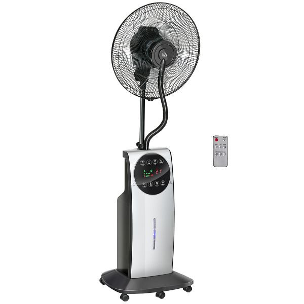 HOMCOM 2-in-1 Ventilator, LED-Display, Timerfunktion, Ø 44,5 x 135H cm, Silber + Schwarz, 824-009
