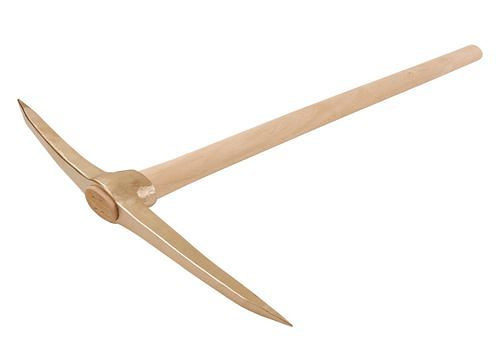 DENIOS Spitzhacke mit Stiel 650 mm, Sonderbronze, funkenfrei, für Ex-Zonen, 262921