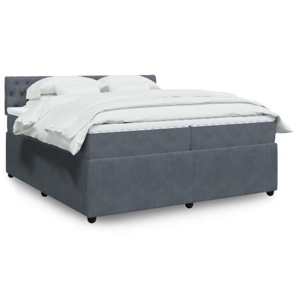 vidaXL Boxspringbett mit Matratze Dunkelgrau 200x200 cm Samt, 3290137