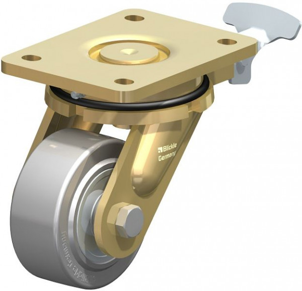 Blickle LS-SVS 100K-RI4 Stahlgeschweißte Schwerlast-Lenkrolle, schwere Drehkranz-Ausführung, Stahl, Grau, 741377