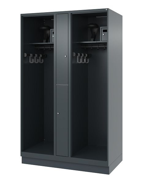 C+P Feuerwehrspind Evolo, Modell MAXI, 2 Abteile, H1850B1200T600 mm, Anthrazit, Sockel, 0496315-020 S10010