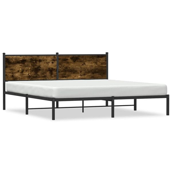 vidaXL Bettgestell mit Kopfteil Metall Räuchereiche 183x213 cm, 4007672