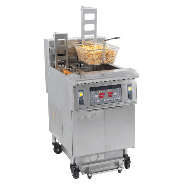Casselin Elektrische Friteuse mit automatischem Heber und Filterung 12 + 22 Liter 8,5+17k, CFPRAF1222