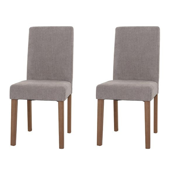 Mendler 2er-Set Esszimmerstuhl Littau, Stuhl Küchenstuhl Hochlehner, Stoff/Textil Chenille Holz, hellgrau, naturfarbene Beine, 107738