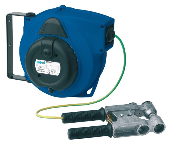 Rapid Automatischer Kabelaufroller mit 15 m Kabel und Erdungsklammer, zur Wand- oder Deckenmontage, 00 050