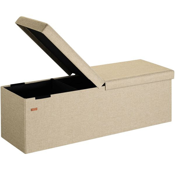 casaria Sitzbank Beige 115x38x38cm mit Klappdeckel, 109842