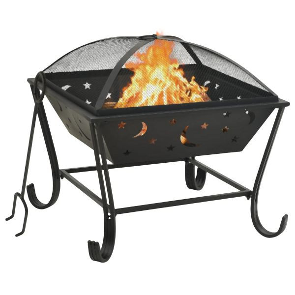 vidaXL Feuerkorb mit Schürhaken 62 cm XXL Stahl, 311893