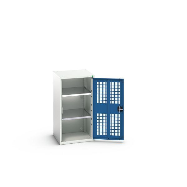 bott verso Flügeltürschrank mit Belüftung, mit 2 Fachböden, BxTxH: 525 x 550 x 1000 mm, Lichtgrau / Enzianblau, 16926722.11