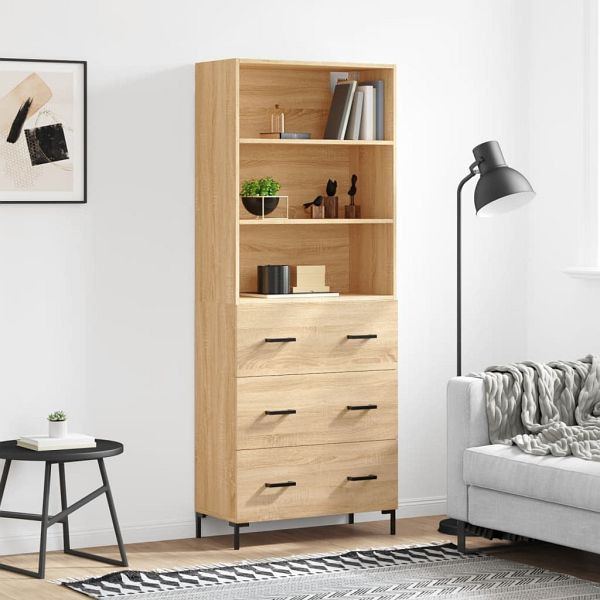 vidaXL Highboard Sonoma-Eiche 69,5x34x180 cm Holzwerkstoff, 3189384