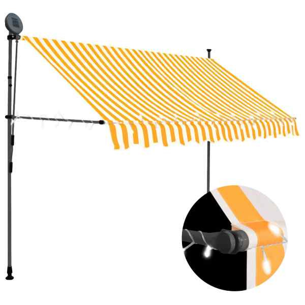 vidaXL Einziehbare Markise Handbetrieben mit LED 300 cm Weiß Orange, 145859