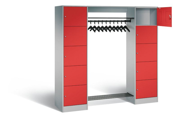 C+P Offene Garderobe Serie 8070, H1950xB1870xT480mm, Farbe: Weißalu / feuerrot, 82710-00 S10353