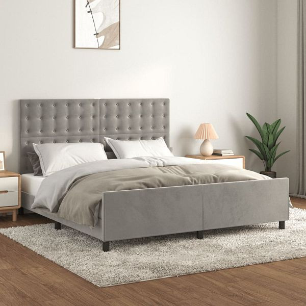 vidaXL Bettgestell mit Kopfteil Hellgrau 180x200 cm Samt, 3126013