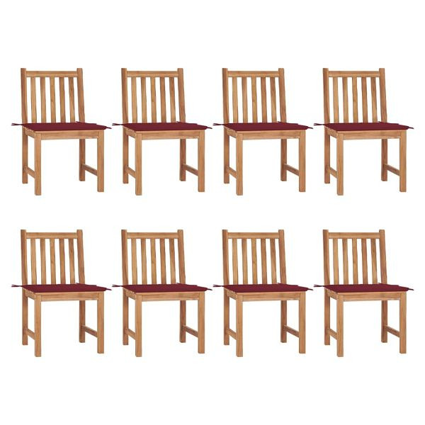 vidaXL Gartenstühle 8 Stück mit Kissen Massivholz Teak, 3073151
