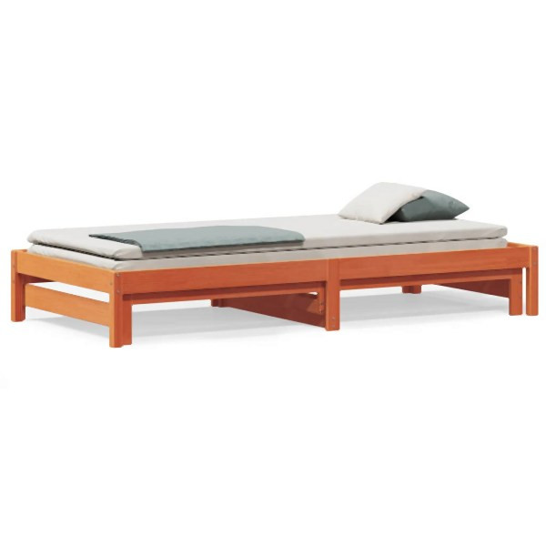 vidaXL Tagesbett Ausziehbar Wachsbraun 90x200 cm Massivholz Kiefer, 844402