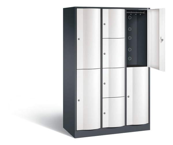 C+P Kombi-Schließfachschrank Resisto, H1950xB1148xT540mm, Farbe: Schwarzgrau / Verkehrsweiß, 8070-3722 S10036