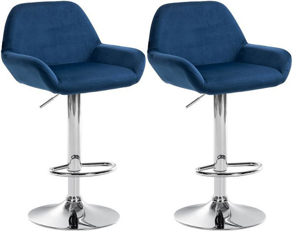 CLP Barhocker Braga Samt chrom, blau, VE: 2 Stück, 323647