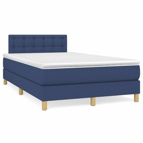 vidaXL Boxspringbett mit Matratze Blau 120x190 cm Stoff, 3269806