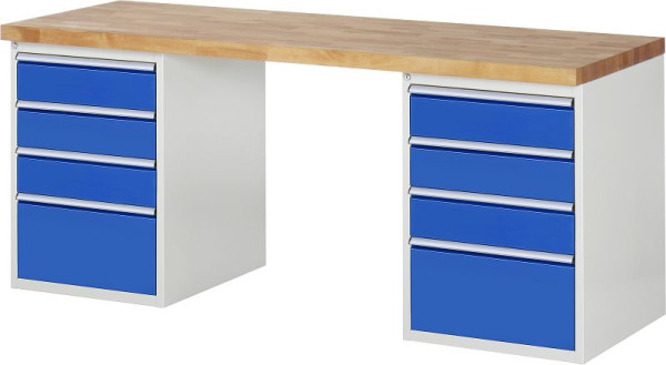RAU Werkbank Serie 7000 - Baukasten-Bauweise, 8 x Schublade, 2000x840x700 mm, 03-7510A3-207B4S.11