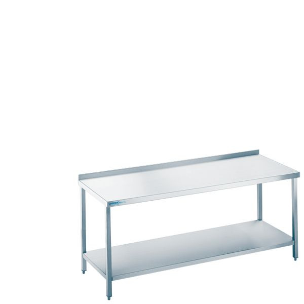 CHROMOnorm Arbeitstisch mit Zwischenboden, Tiefe 700mm, Tischplatte hinten auf, TZ0704C0000