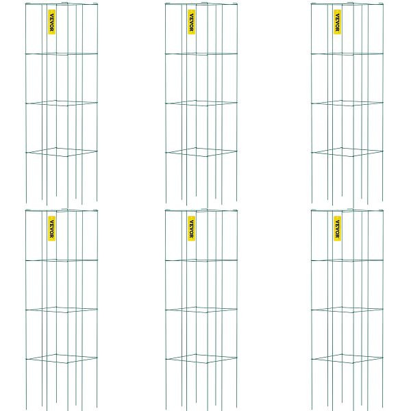 VEVOR Tomatenkäfige, Pflanzenstützkäfige, 6 Stück, quadratischer Stahl, 3,3 Fuß, Grün für den Garten, FXKZDFQ14.639YCQ1V0