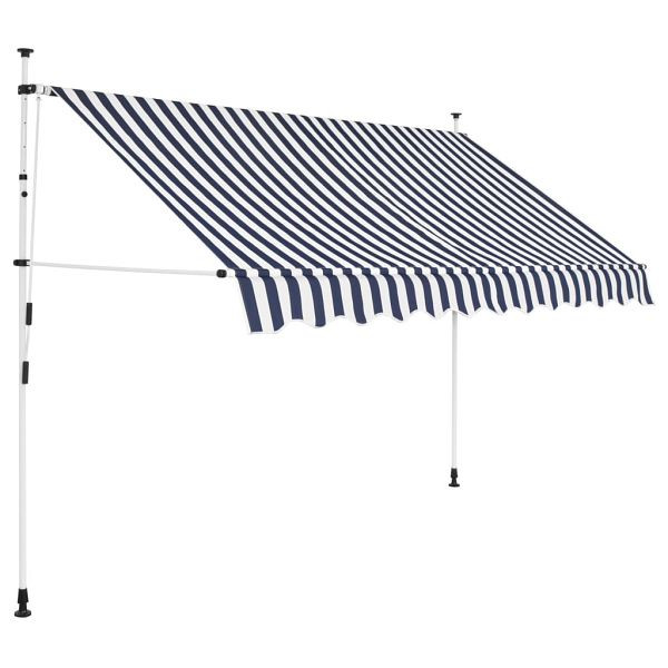 vidaXL Einziehbare Markise Handbetrieben 300 cm Blau/Weiß Gestreift, 43222