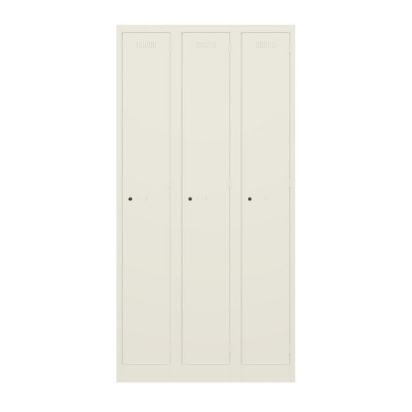 Bisley Garderobenschrank Primary Locker, 3 Abteile, 625 reinweiß, PL3050T1625