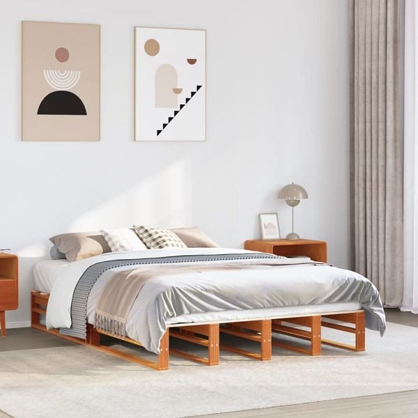 vidaXL Massivholzbett Wachsbraun 140x190 cm Kiefer, 850871