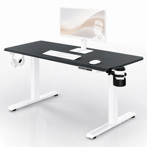 Jan Nowak Elektrischer Schreibtisch mit Höhenverstellung ergonomisch weiß-anthrazit, 1400x700 mm, ARIA 1400, 2732