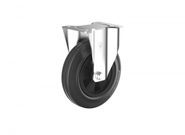 Wicke Vollgummi-Bockrolle mit schwarzen Standard Gummireifen aufgezogen auf Kunststofffelge, GK B 4/200/50R, 141722