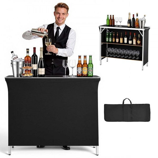 VEVOR Klappbare Messetheke 1100x385x885 mm mit Tragetasche & 2 Regalböden, Mobile Barstation für Events & Messen, BXSBTZZDZJDC2X71M001V0