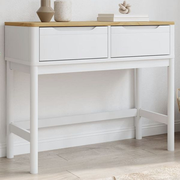 vidaXL Konsolentisch FLORO Weiß 89,5x36,5x73 cm Massivholz Kiefer, 374021