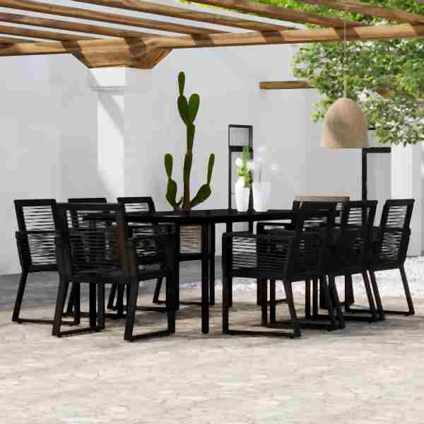 vidaXL 9-tlg. Garten-Essgruppe Schwarz, 3099154, 8720286911280