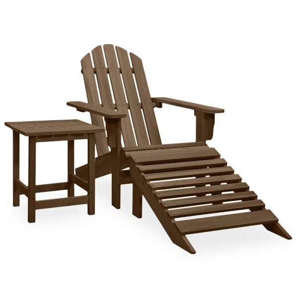 vidaXL Adirondack-Gartenstuhl mit Fußstütze & Tisch Tannenholz Braun, 315931