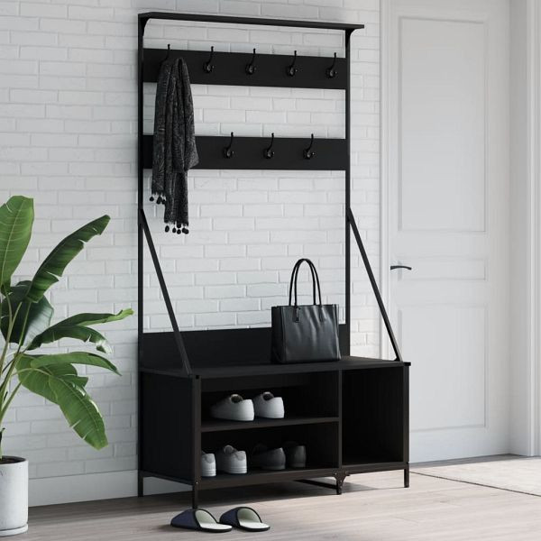 vidaXL Kleiderständer mit Schuhablage Schwarz 100x41x184 cm, 837867
