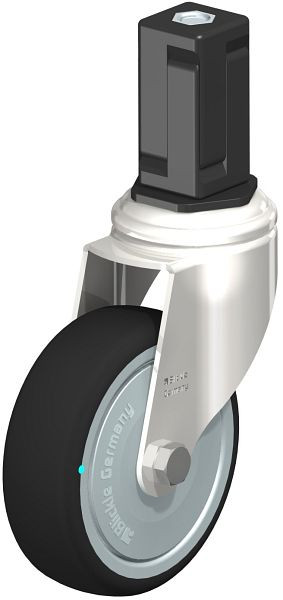 Blickle LKRXA-PATH 101KD-11-FK-EXV15 Edelstahl-Apparate-Lenkrolle mit Expander, Thermoplastisches Polyurethan, Grau, 853464