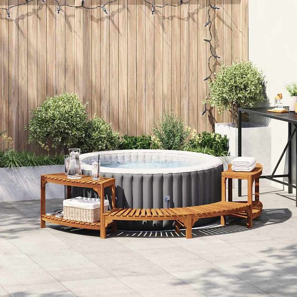 vidaXL Whirlpool-Umrandung Braun 252 x 112 x 55,5 cm Akazie Massivholz, 4108126